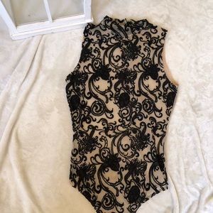 Windsor lace decal mesh body suit